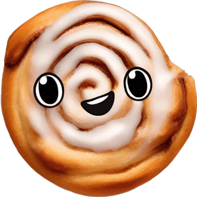 Cinnamon roll with icing on a pink plate  emoji