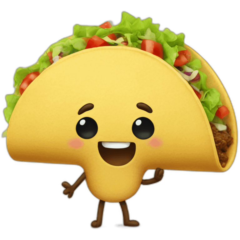 A taco with arms legs and a face that poops taco's emoji