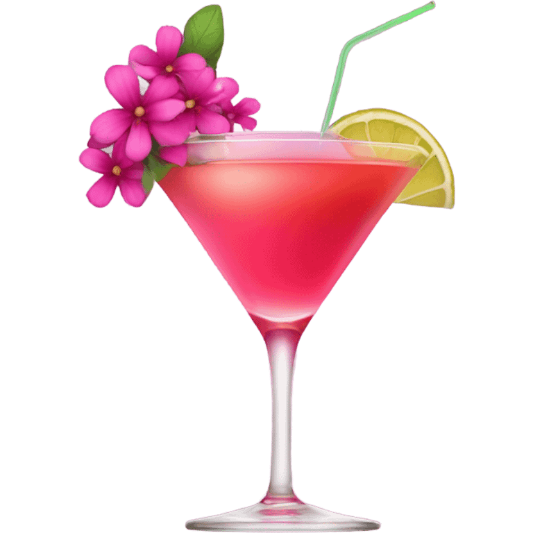 Cocktail with pink flowers emoji