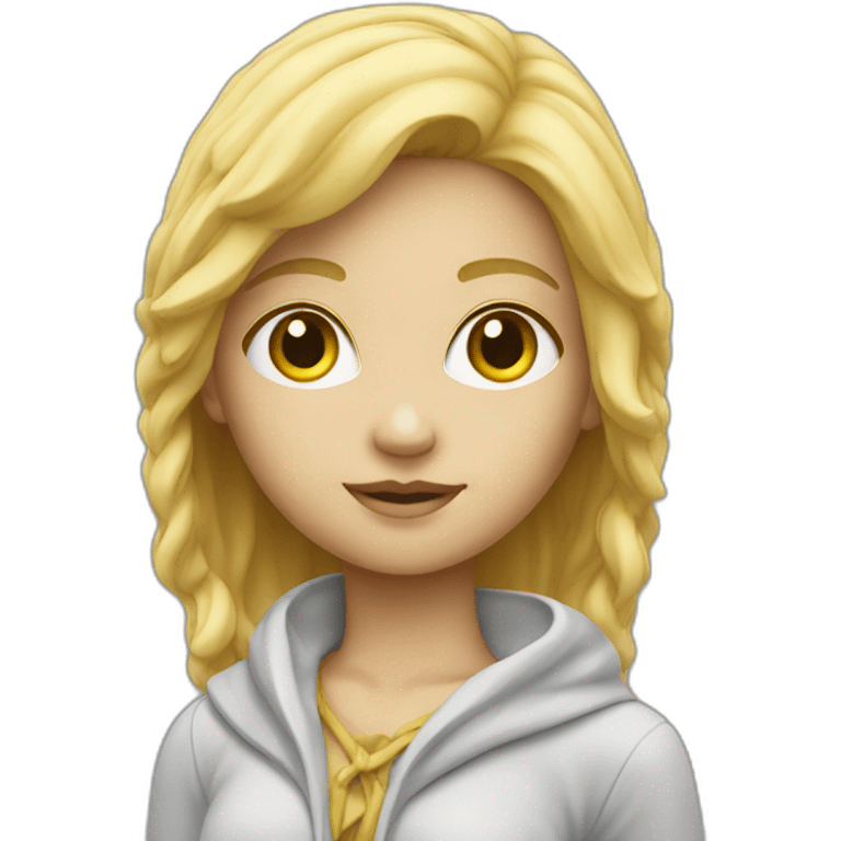 Blonde girl as a statue emoji