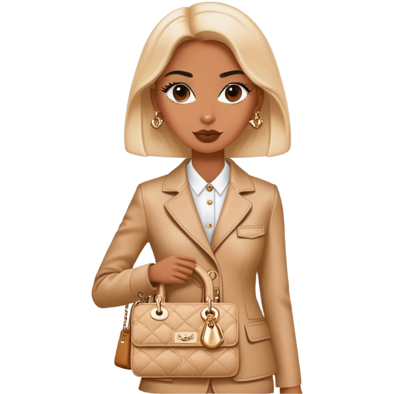 Woman dressed up in Dior Bar jacket carrying a Lady Dior bag emoji