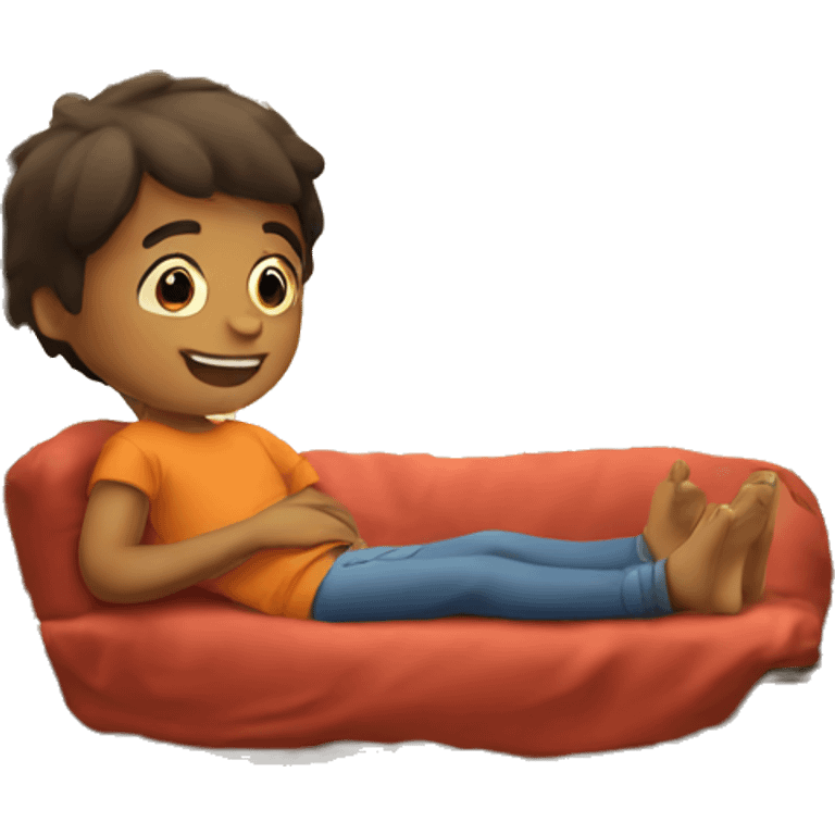 A kid relaxing in his house emoji