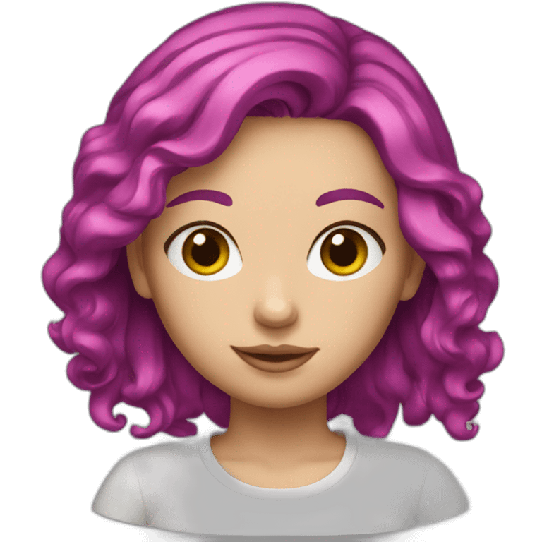 White girl with a magenta hair emoji