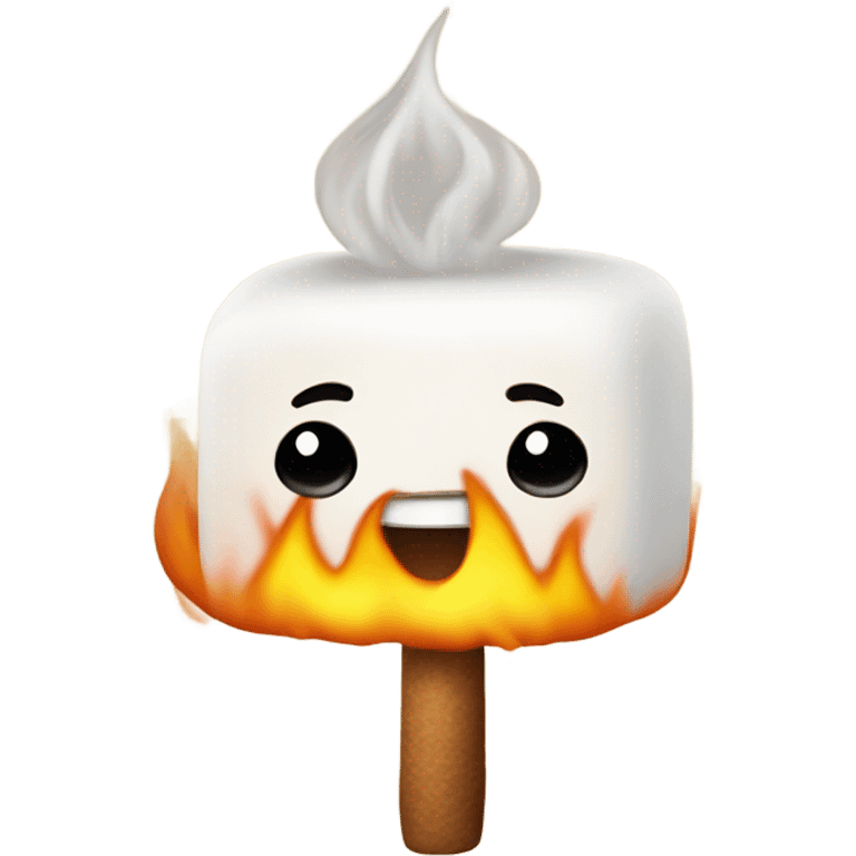 Smiling s’more roasting a marshmallow  emoji