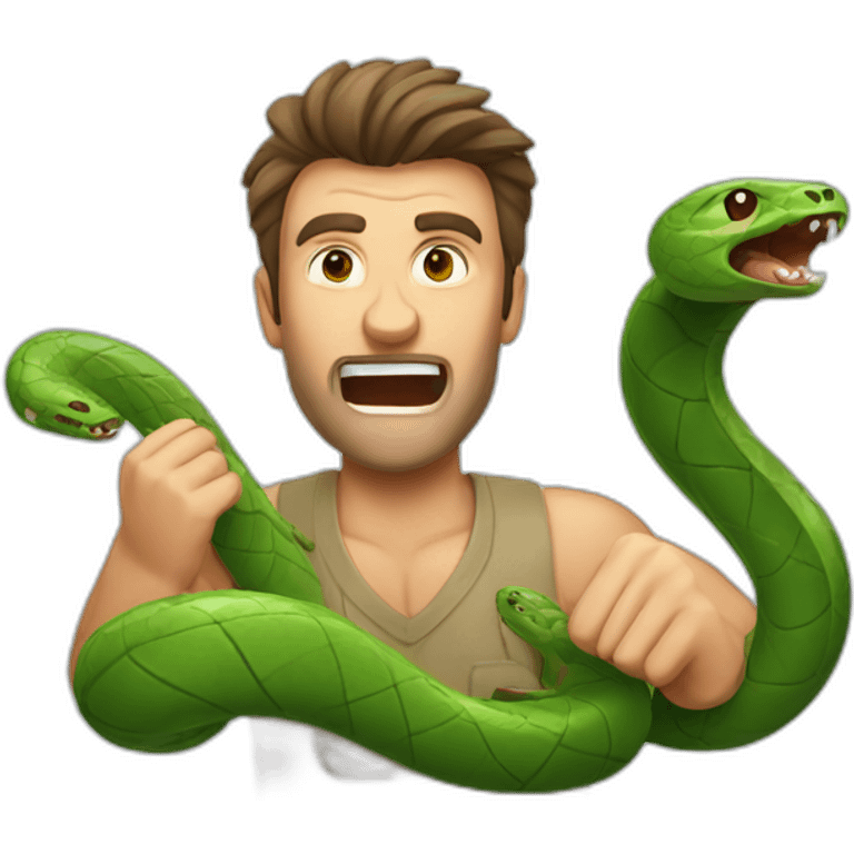 australian man fighting snake emoji