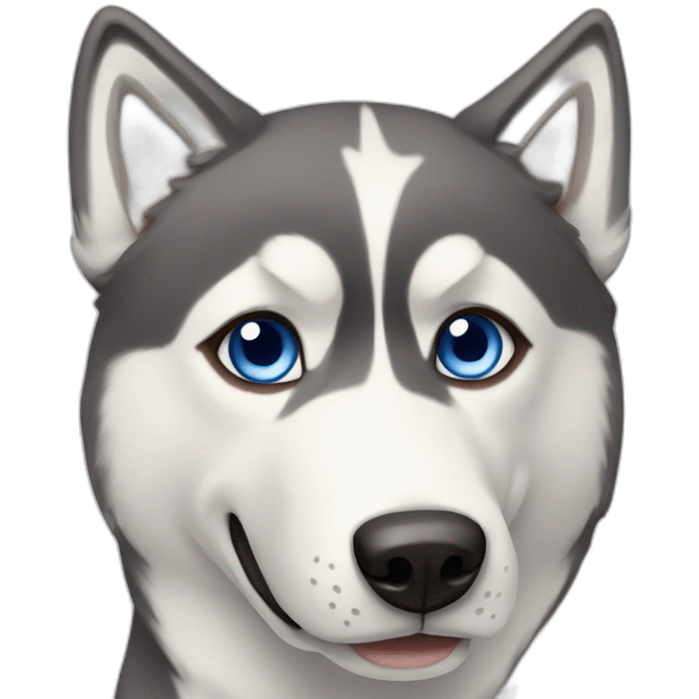 Husky with one blue eye and one brown eye waving emoji