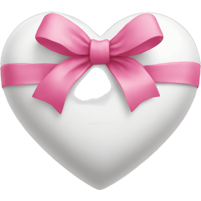 White heart with pink bow emoji