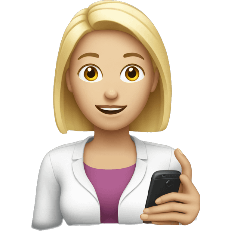 white woman showing phone emoji