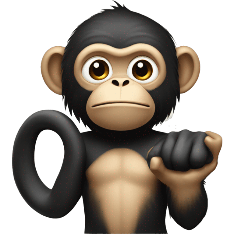 Monkey holding a black L shaped object emoji