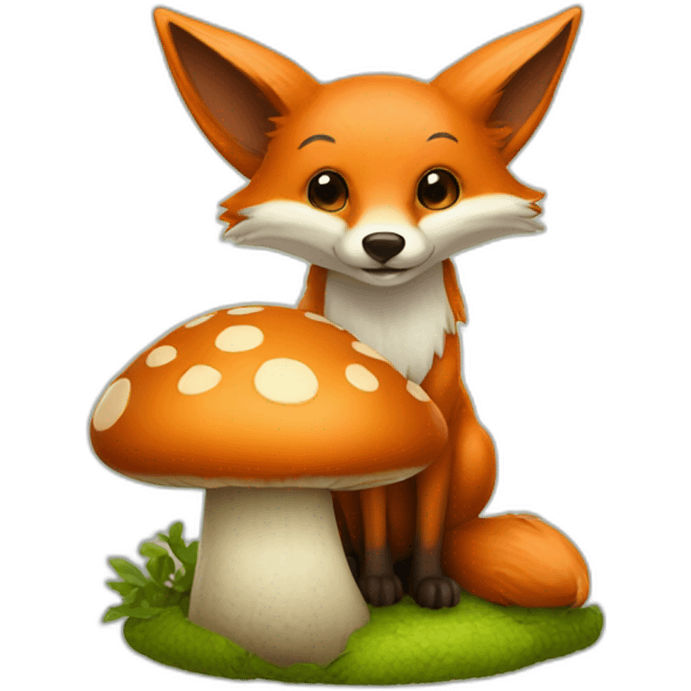 A fox in a mushroom housr emoji