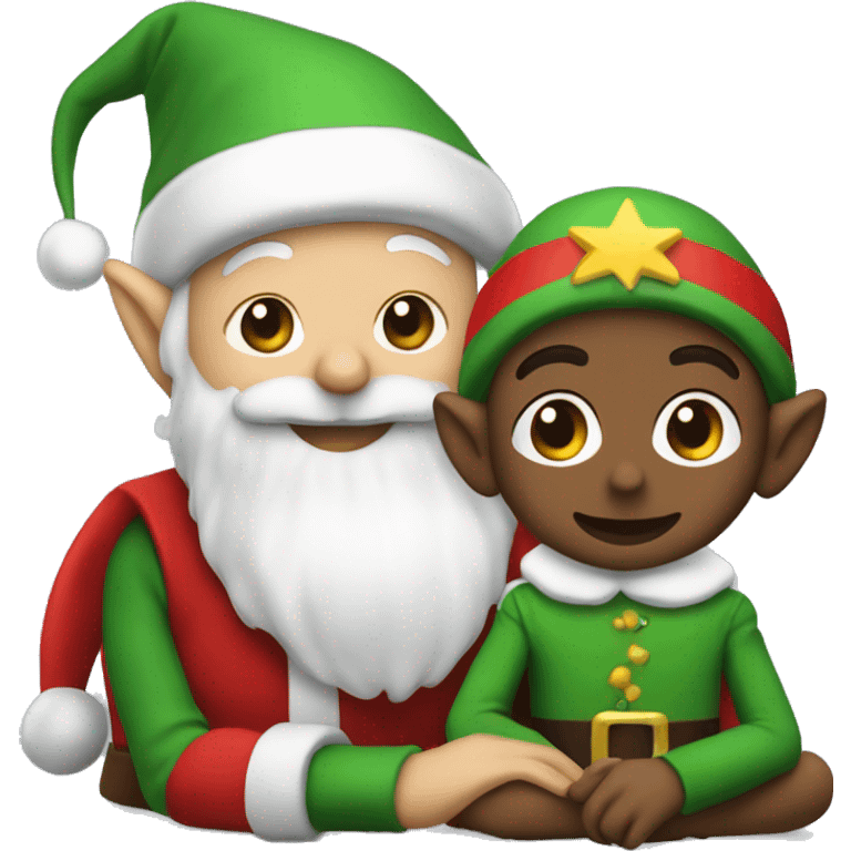 Elf’s sitting next to Santa  emoji