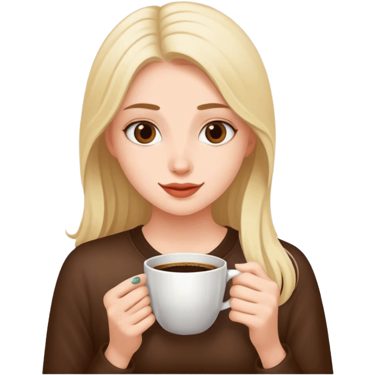 A girl enjoying her coffee emoji