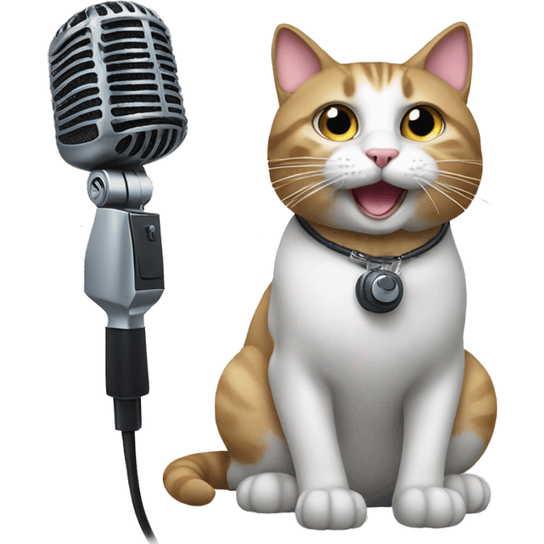 Cat with a microphone emoji