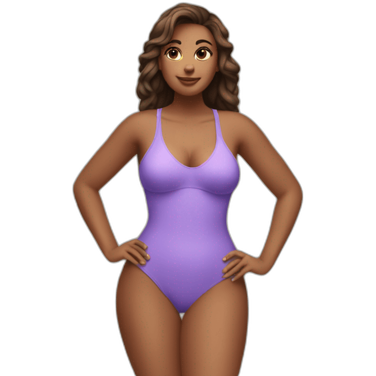 Slim-Thicc caucasian woman swimsuit posing emoji