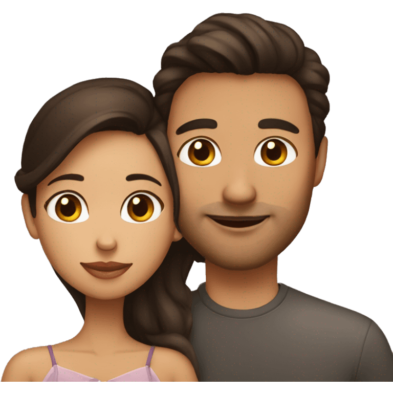 tan skin girl with dark brown hair kissing husband on cheek emoji