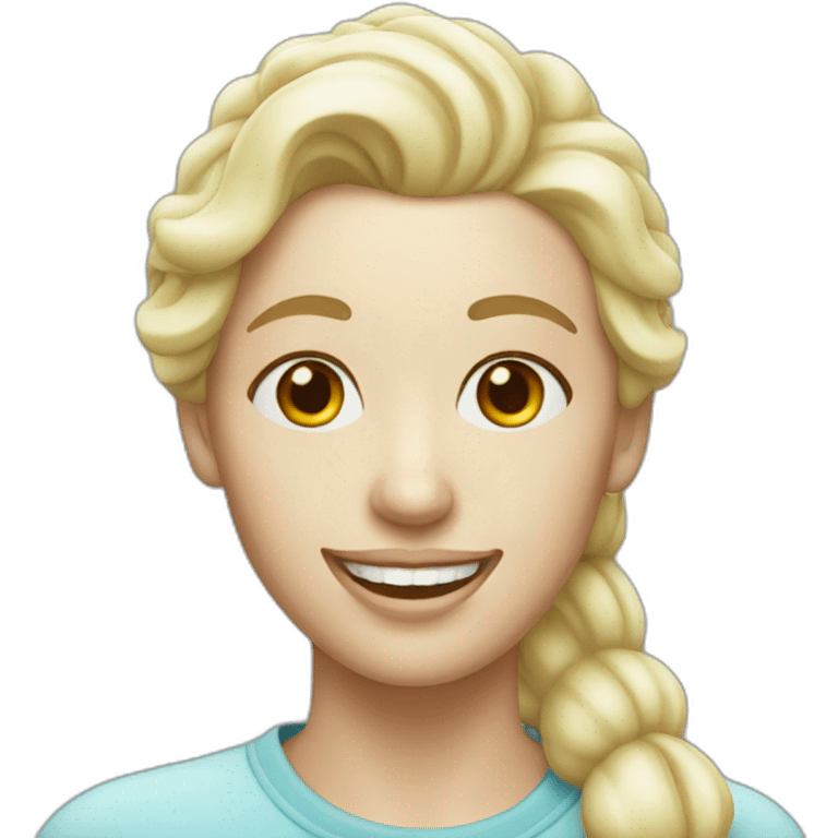 Smiling white blonde woman with frosting on her face emoji