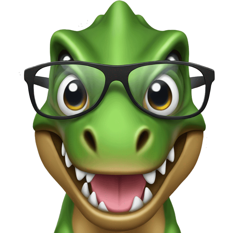 Cute t-rex with glasses emoji