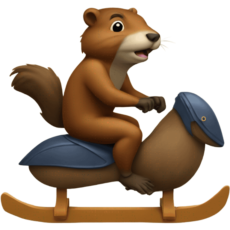 Beaver riding a roster emoji