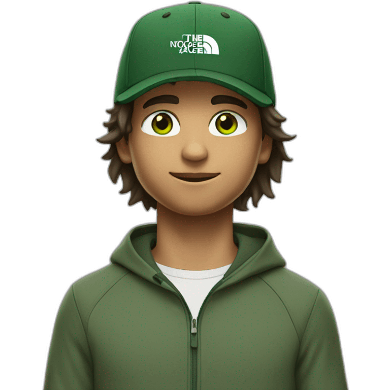 boy mi-long hair with north face cap green eyes emoji