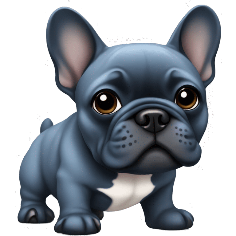 Blue French bulldog with black face emoji