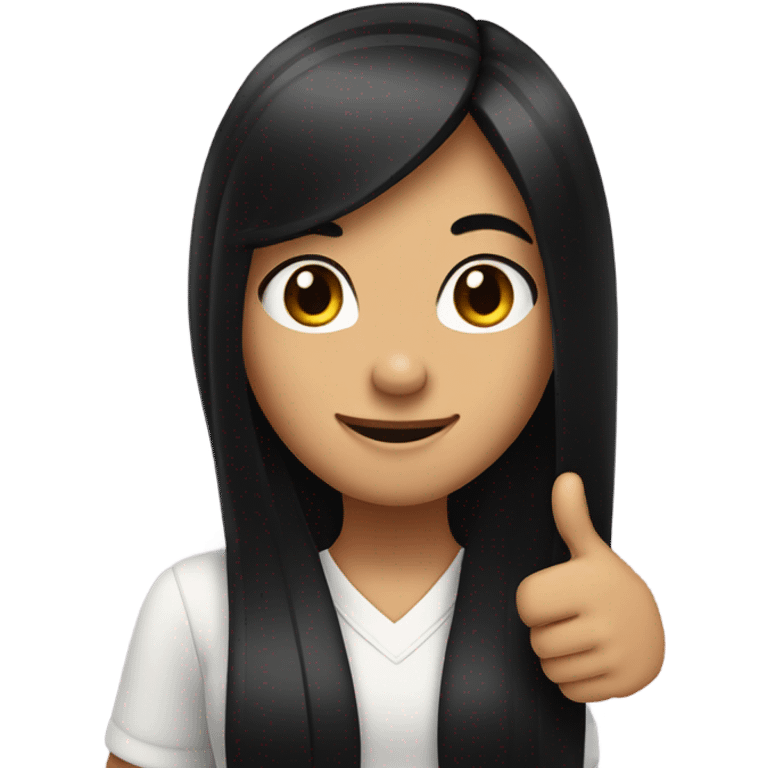 a girl with long black hair thumbs up emoji