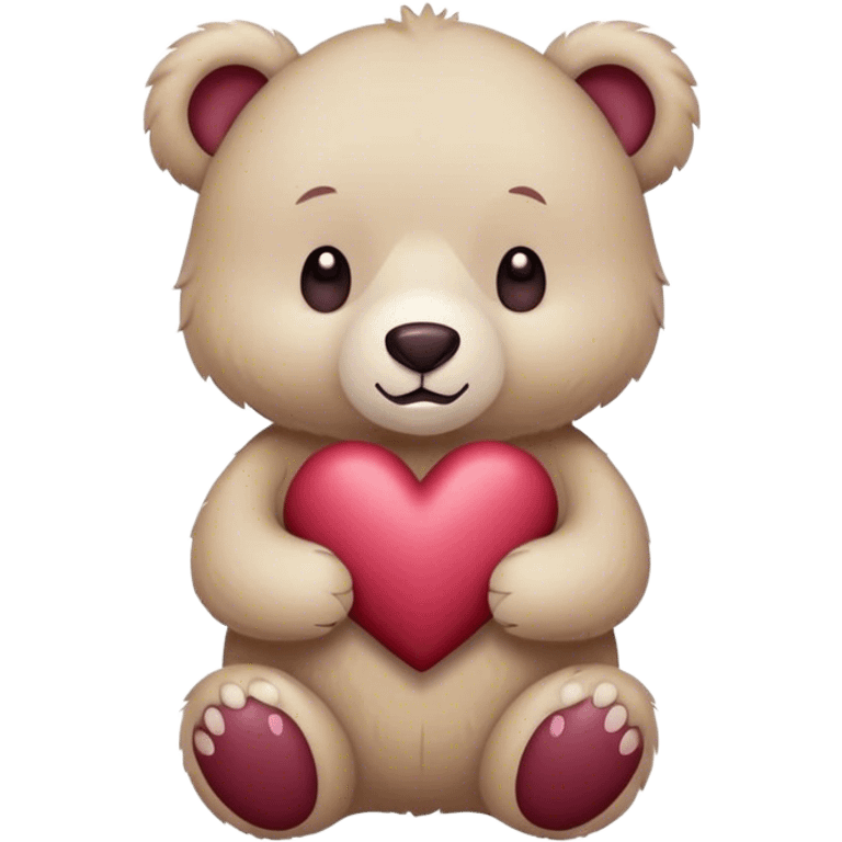 beige pastel bear with heart burgundy  emoji