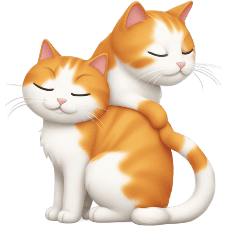 orange cat and fluffy white cat in love emoji