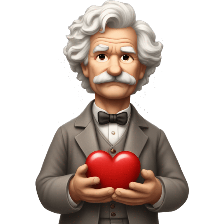 Mark Twain holds a heart in his hand emoji