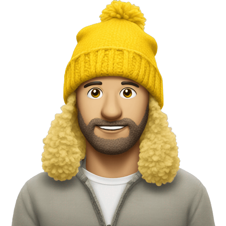 Yellow wooly hat with bobble emoji