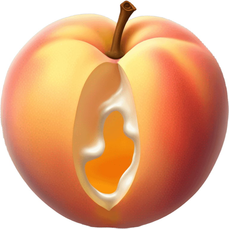 Peach with opening dripping white inside the middle to the end emoji