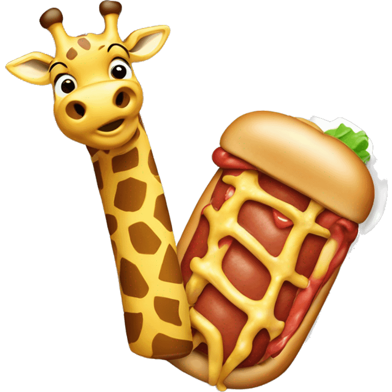 giraffe eating a hotdog ￼ emoji