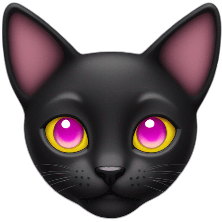 black cat with yellow eyes and pink nose emoji