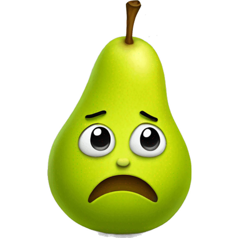 pear with sad face emoji