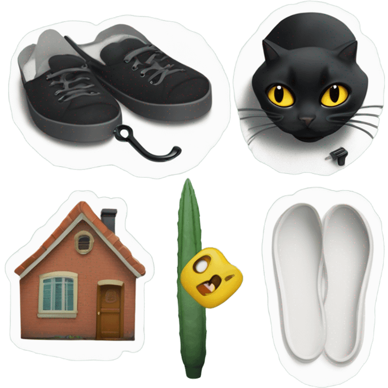 Two ear plugs, a now dead bug A black cat mid sneeze, an old picture of me Snake plant, slippers, and house keys The couch I slept on most of 2019 emoji