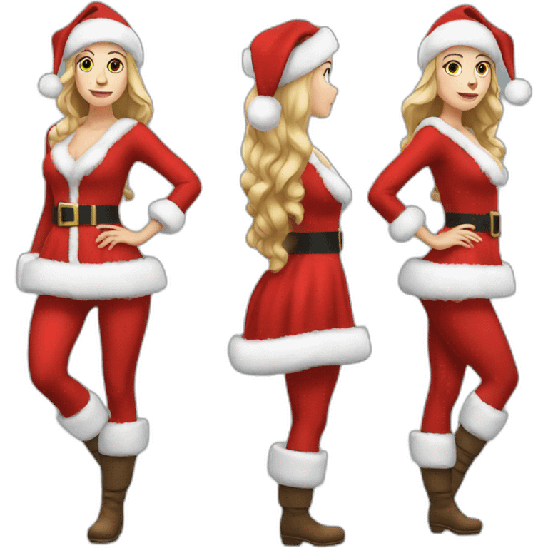 white woman dressed as santa for christmas who strikes the pose full height emoji