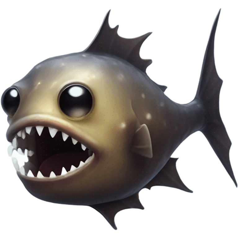 Anglerfish with glowing lure, sharp teeth, and big eyes. emoji