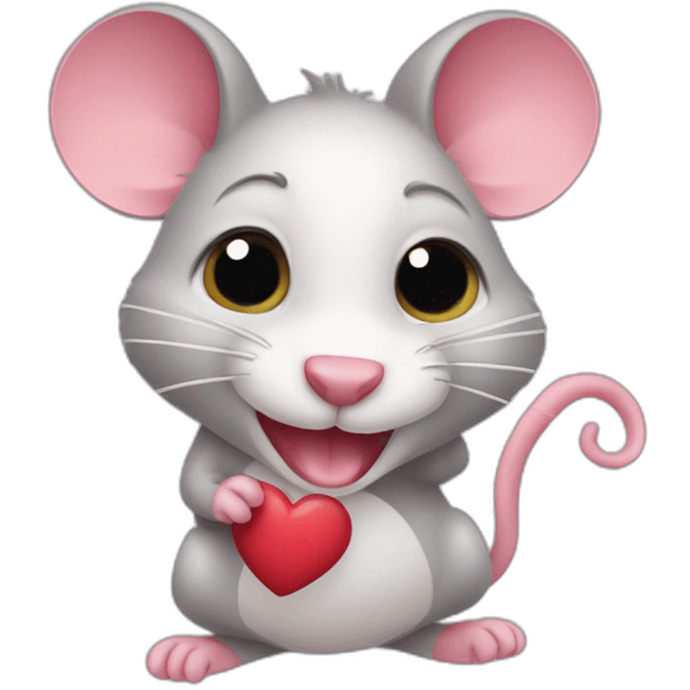 Cute crazy rat making hearts  emoji