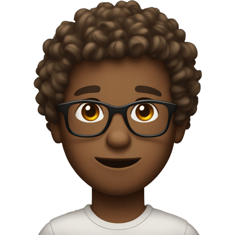 curly brown headed boy with glasses emoji