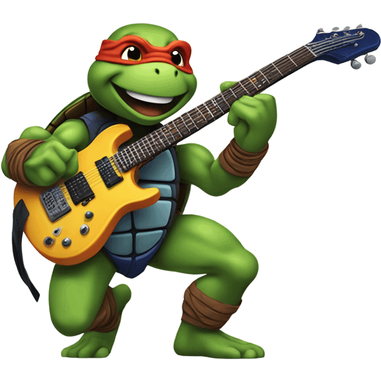 Ninja turtle playing electric guitar emoji