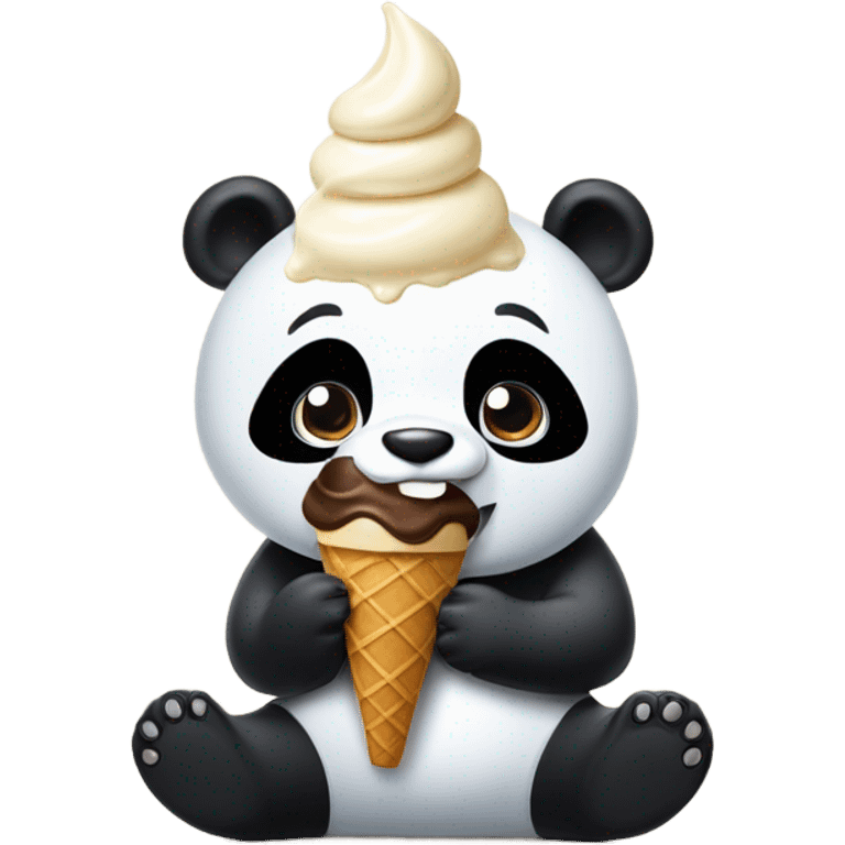 Panda eating ice cream emoji