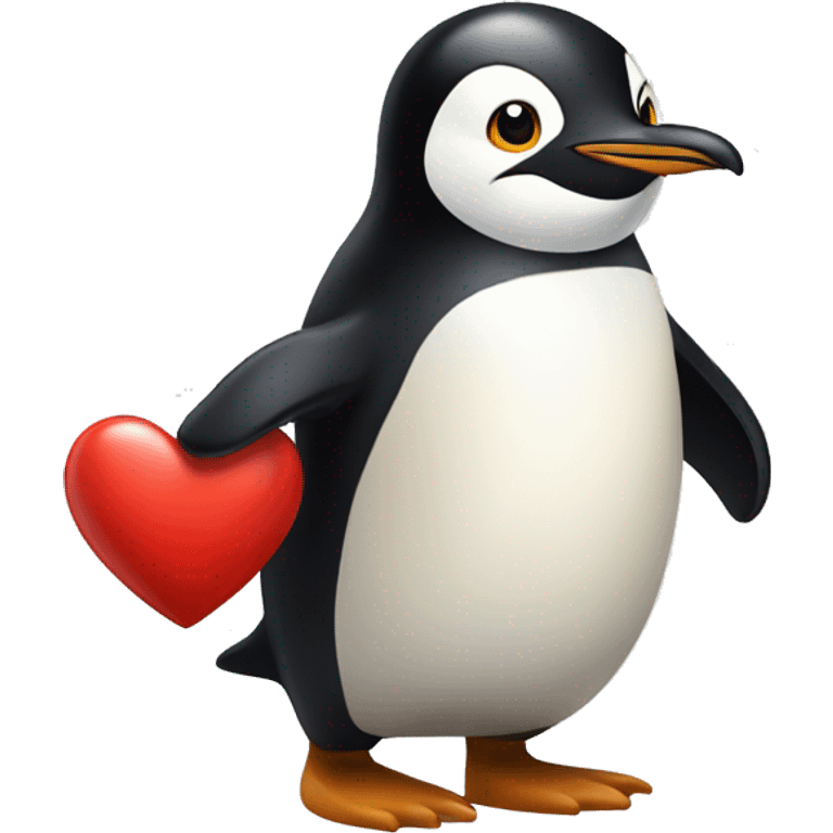 pinguin carrying a red heart emoji