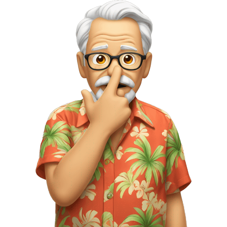 old man in hawaiian shirt blowing a kiss emoji