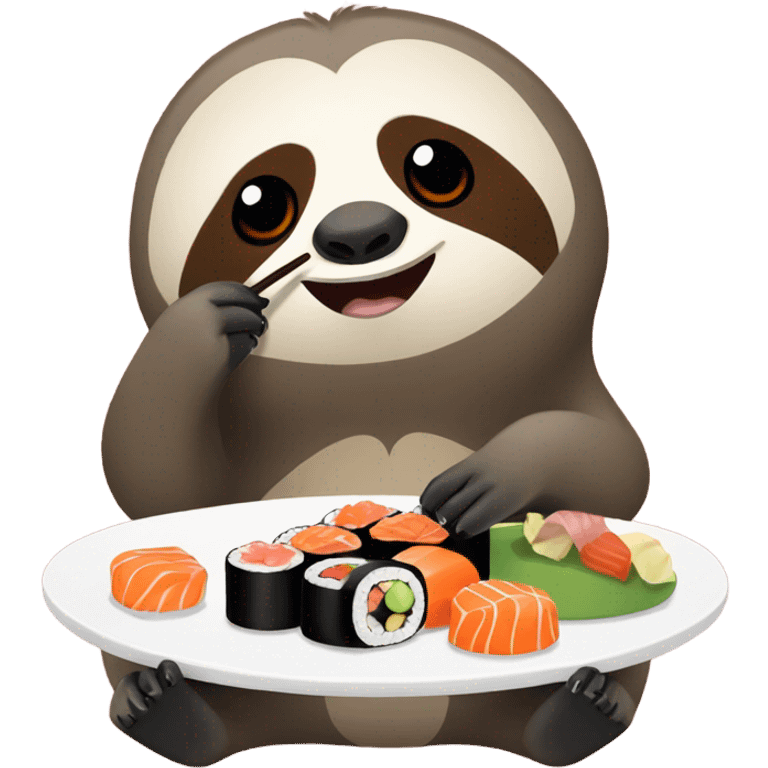 Sloth eating sushi emoji