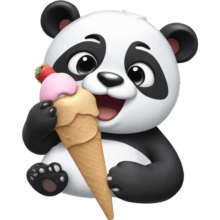 Panda eating ice cream emoji