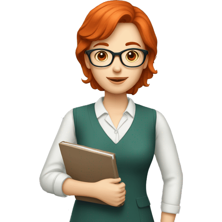 Red-head teacher with glasses and notebook emoji