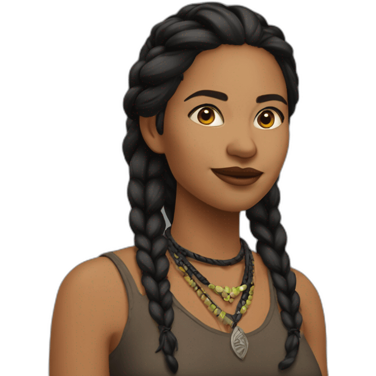 apache femme colliers cheveux noirs nattes emoji