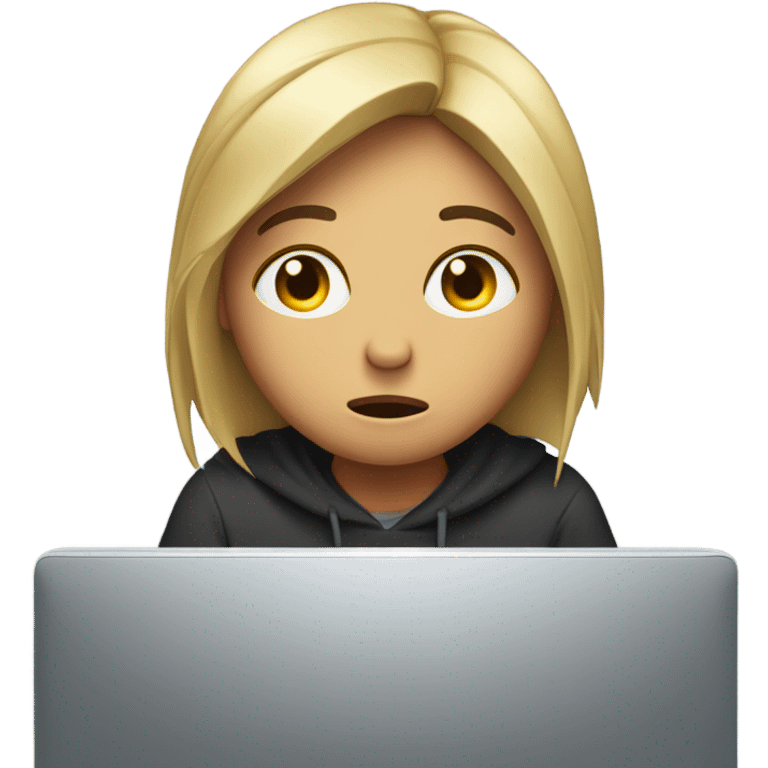 a person crying at a computer emoji