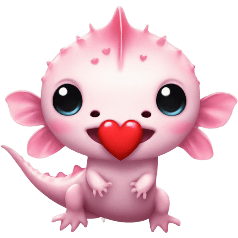 cute axolotl with heart emoji