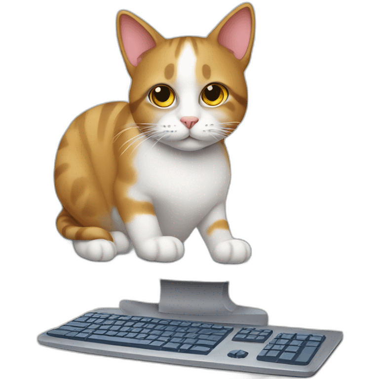 a cat with computer emoji