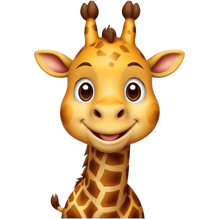 Cartoon short, fat dwarf giraffe with a big smile emoji